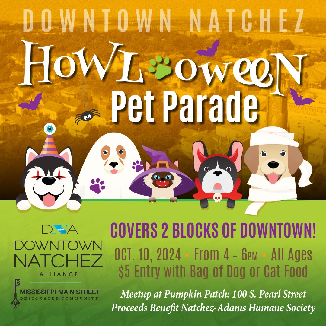 Trick or Treat For Little Feet! Tuesday, Oct. 31, 2023 in Downtown Natchez from 4:30 – 6:00pm